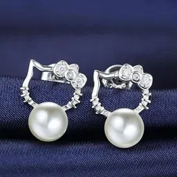 MYKI Silver-Plated Cubic Zirconia Drop Earrings-6