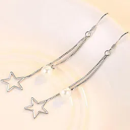 MYKI Silver-Plated Contemporary Drop Earrings-15