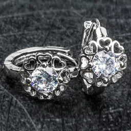 MYKI Silver-Plated Floral Hoop Earrings-image-5