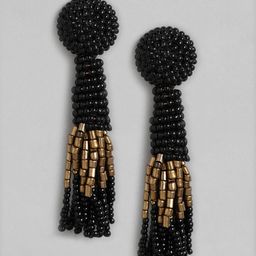 RICHEERA Black & Gold-Toned Contemporary Drop Earrings-58