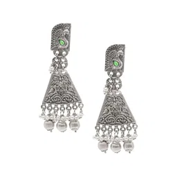 Shining Jewel - By Shivansh Silver-Plated Oxidised Contemporary Drop Earrings-54