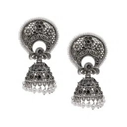 Shining Jewel - By Shivansh Silver-Plated Artificial Beads Contemporary Drop Earrings-picture-44