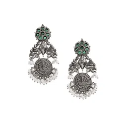 Shining Jewel - By Shivansh Silver-Plated Cubic Zirconia Studded Contemporary Drop Earring-picture-40