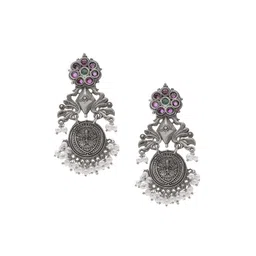 Shining Jewel - By Shivansh Silver Plated Cubic Zirconia Contemporary Drop Earrings-picture-17