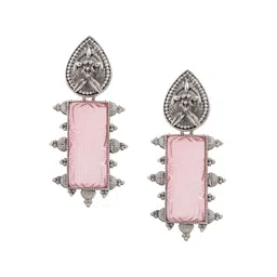 Shining Jewel - By Shivansh Silver-Plated Cubic Zirconia Contemporary Drop Earrings-45