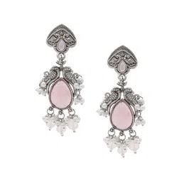 Shining Jewel - By Shivansh Silver-Plated Contemporary Cubic Zirconia Drop Earrings-46