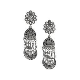 Shining Jewel - By Shivansh Silver-Plated Cubic Zirconia Studded Contemporary Drop Earring-28