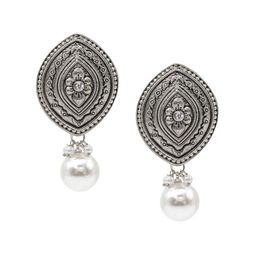 Shining Jewel - By Shivansh Silver-Plated Oxidised Contemporary Drop Earrings-image-54