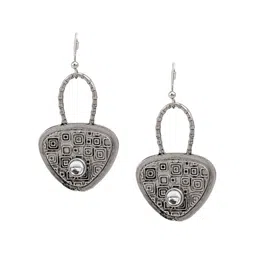 Shining Jewel - By Shivansh Silver-Plated CubicZirconia Studded Contemporary Drop Earrings-picture-13