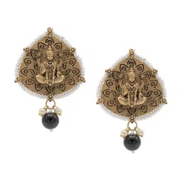 Shining Jewel - By Shivansh Gold-Plated Cubic Zirconia Studded Leaf Shaped Drop Earrings-10
