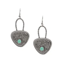 Shining Jewel - By Shivansh Silver-Plated CubicZirconia Studded Contemporary Drop Earrings-image-28