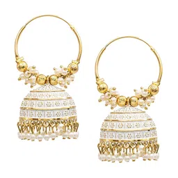 Shining Jewel - By Shivansh Gold-Plated Contemporary Jhumka Earrings-24