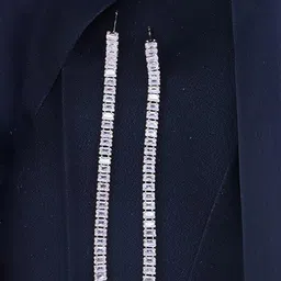 I Jewels Rose Gold Plated Cubic Zirconia Studded Contemporary Drop Earrings-image-37
