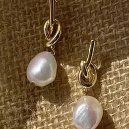 CareDone Gold-Plated Pearls Studded Contemporary Shaped Drop Earrings-49