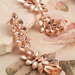 DressBerry Peach-Coloured Gold-Plated Contemporary Drop Earrings-image-8
