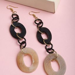 VOGUE PANASH Black & Beige Contemporary Drop Earrings-image-20