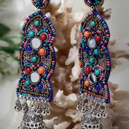 Moedbuille Silver-Plated Contemporary Drop Earrings-image-65
