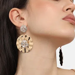 SOHI Gold-Plated Contemporary Drop Earrings-84