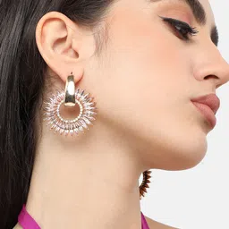 SOHI Gold-Plated Contemporary Drop Earrings-49