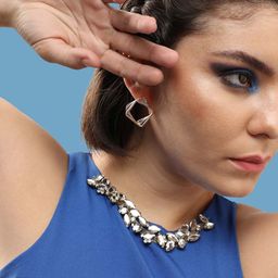 SOHI Gold-Plated Contemporary Drop Earrings-14