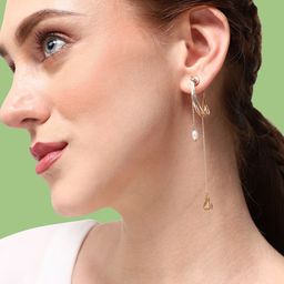 SOHI Gold-Plated Contemporary Drop Earrings-image-81
