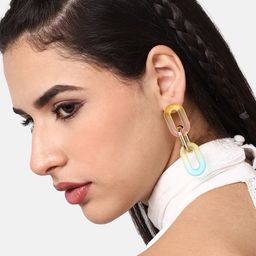SOHI Gold-Plated Contemporary Drop Earrings-28