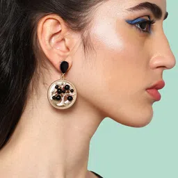 SOHI Gold-Plated Contemporary Drop Earrings-19