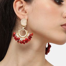 SOHI Gold-Plated Contemporary Drop Earrings-image-71