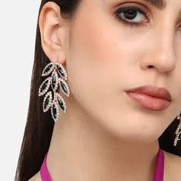 SOHI Gold-Plated Contemporary Drop Earrings-64