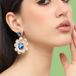 SOHI Gold-Plated Contemporary Drop Earrings-56