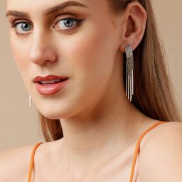 SOHI Gold-Plated Contemporary Drop Earrings-85