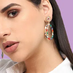 SOHI Gold-Plated Contemporary Drop Earrings-70