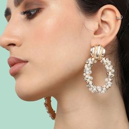 SOHI Gold-Plated Contemporary Drop Earrings-10