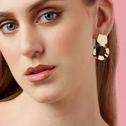 SOHI Gold-Plated Contemporary Drop Earrings-12