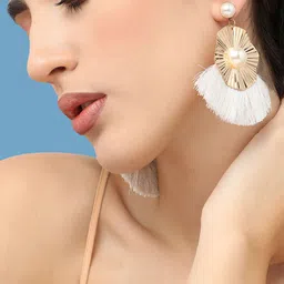 SOHI Gold-Plated Contemporary Drop Earrings-42