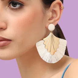 SOHI Gold-Plated Contemporary Drop Earrings-16