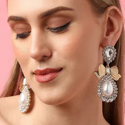 SOHI Gold-Plated Contemporary Drop Earrings-9