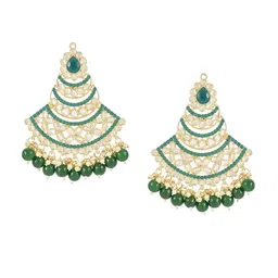 I Jewels Gold-Plated Pearl Kundan Beaded Drop Earrings-10