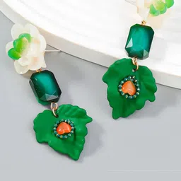 AVANT-GARDE PARIS Gold-Plated Artificial Stones Floral Drop Earrings-57
