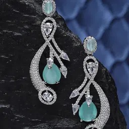 ZENEME Sea Green Quirky Drop Earrings-28