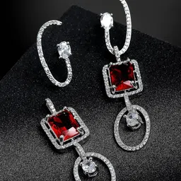 Kennice Rhodium-Plated Geometric Drop Earrings-4