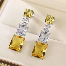 Jewels Galaxy Silver-Plated Geometric Drop Earrings-0