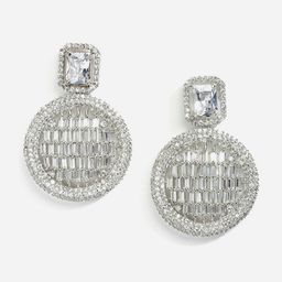 DressBerry Rhodium-Plated & White American Diamond-Studded Geometric Drop Earrings-29