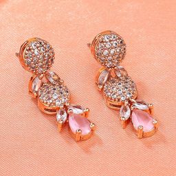 Estele Rose Gold-Plated Geometric Drop Earrings-image-103