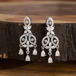 DressBerry Silver-Plated Zircon Stoned Drop Earrings-30