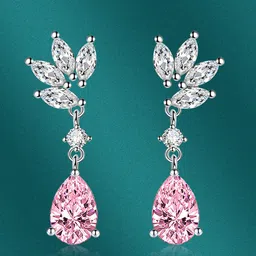Designs & You Silver-Plated CZ-Studded Teardrop Shaped Drop Earrings-1