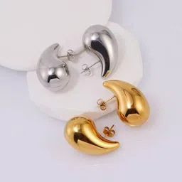 VAGHBHATT Set Of 2 Stainless Steel Teardrop Shaped Drop Earrings-28
