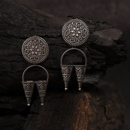 Shoshaa Silver-Plated Geometric Drop Earrings-4