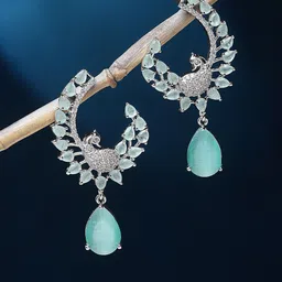 ZENEME Rhodium-Plated Drop Earrings-31