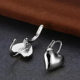Peora Silver-Toned Heart Shaped Drop Earrings-picture-48